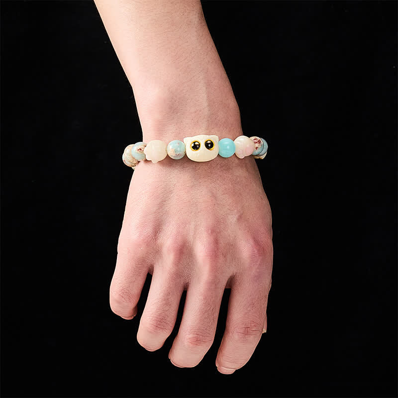 Buddha Stones Shoushan Stone Hand-Carved Cat Purity Relief Bead Bracelet - image 17