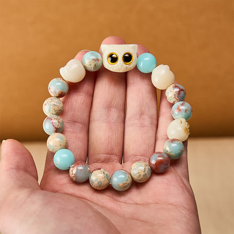 Buddha Stones Shoushan Stone Hand-Carved Cat Purity Relief Bead Bracelet - image 14