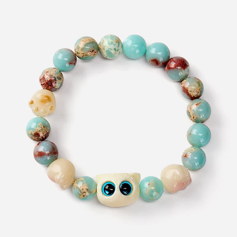 Buddha Stones Shoushan Stone Hand-Carved Cat Purity Relief Bead Bracelet - image 4
