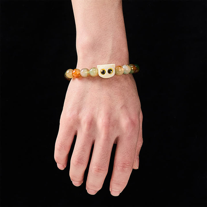 Buddha Stones Peacock Agate Ivory Fruit Cat Courage Bracelet - image 4