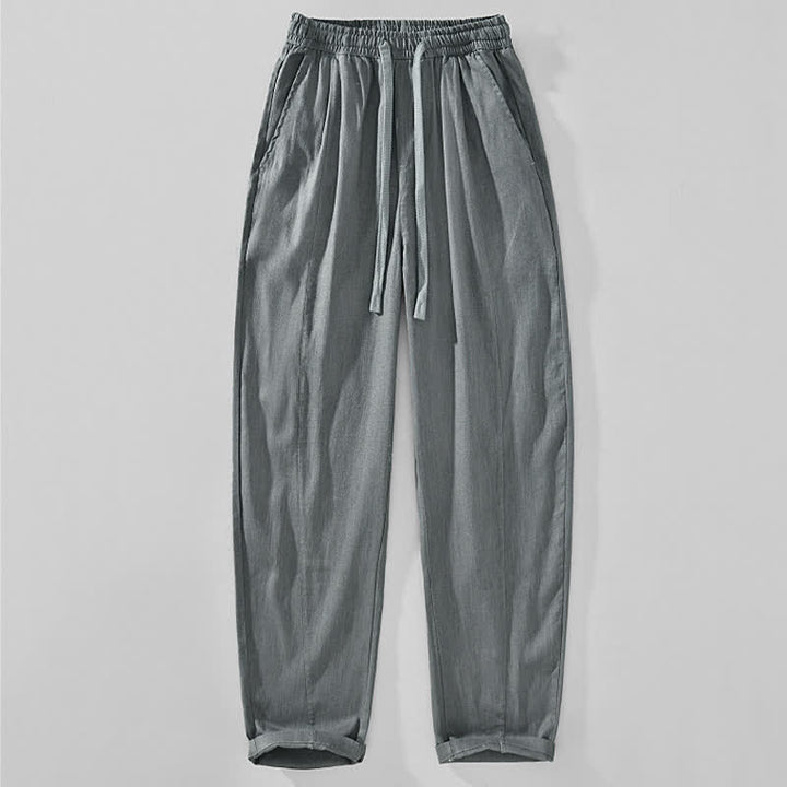 Buddha Stones Spring Summer Casual Minimalist Drawstring Solid Ankle Pants Men's Tapered Pants With Pockets - LightSlateGray - US/UK/AU44，EU54 (4XL) - image 0