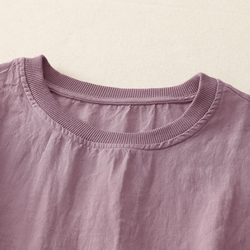 Buddha Stones Plain Threaded Crew Neck Design Women's Polyester Short Sleeves Shirt - image 21