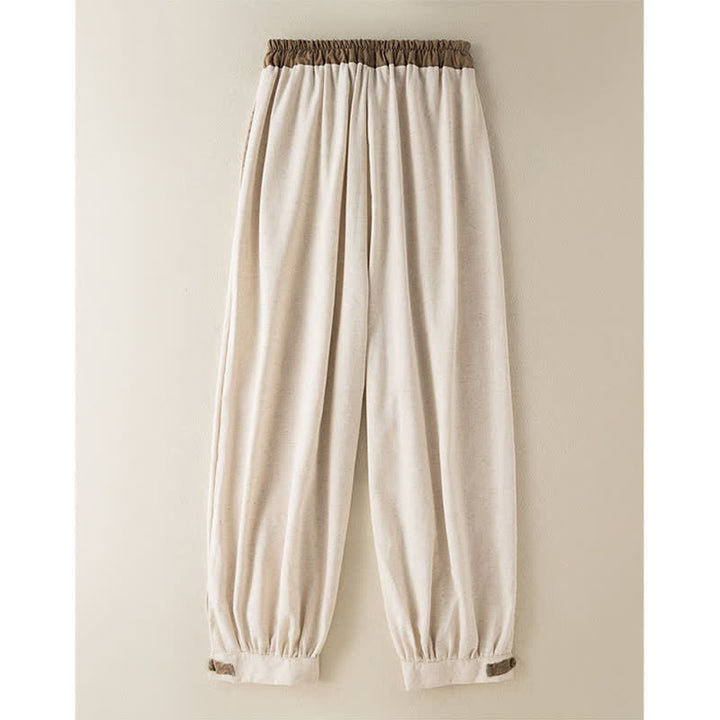 Buddha Stones Plain Cotton Drawstring Women's Harem Pants With Pockets - image 1