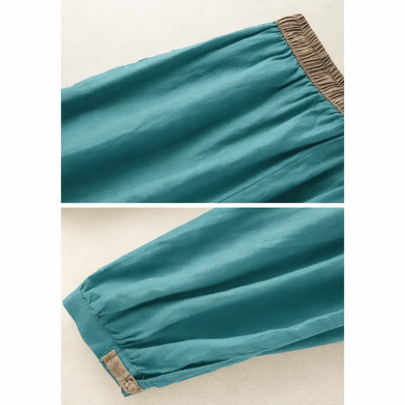 Buddha Stones Plain Cotton Drawstring Women's Harem Pants With Pockets - image 14