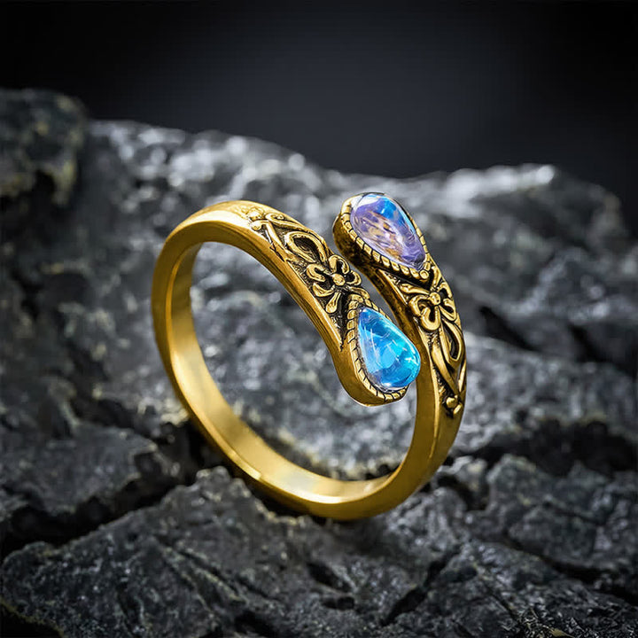 Buddha Stones Copper Liuli Butterfly Freedom Open Ring - Golden - image 8