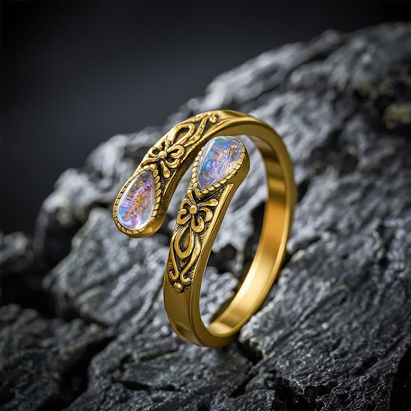 Buddha Stones Copper Liuli Butterfly Freedom Open Ring - image 11