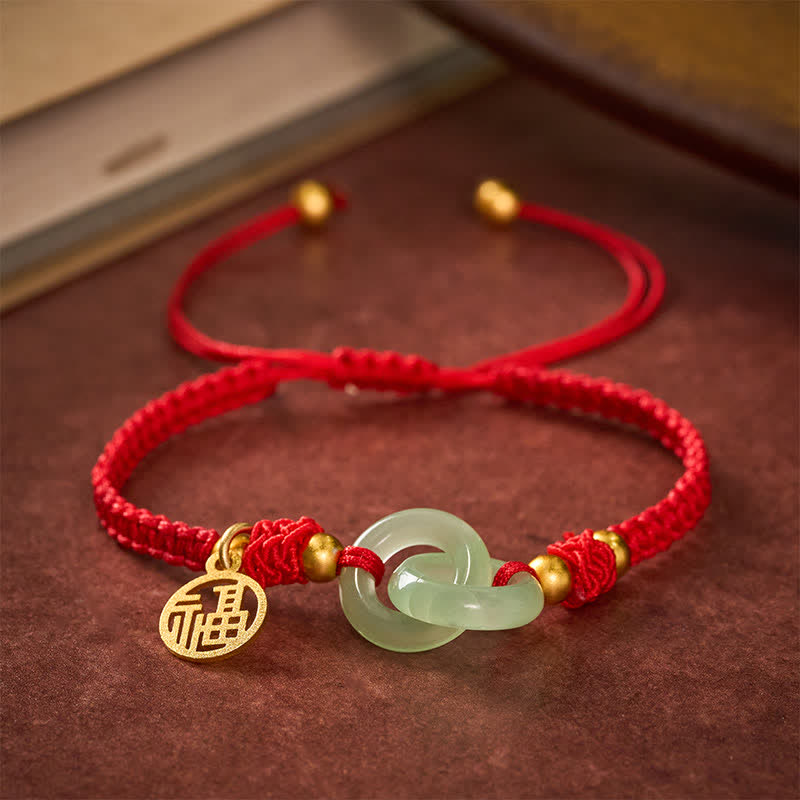 Buddha Stones Copper Liuli Fu Character Luck Red String Bracelet - Fu Character(Happiness ♥ Blessing) - image 0