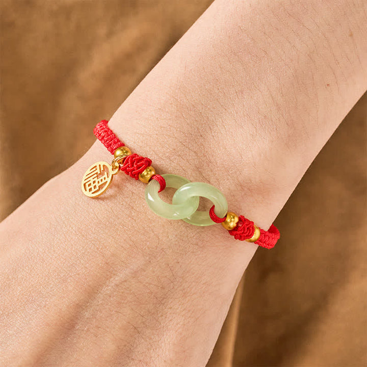 Buddha Stones Copper Liuli Fu Character Luck Red String Bracelet - image 4