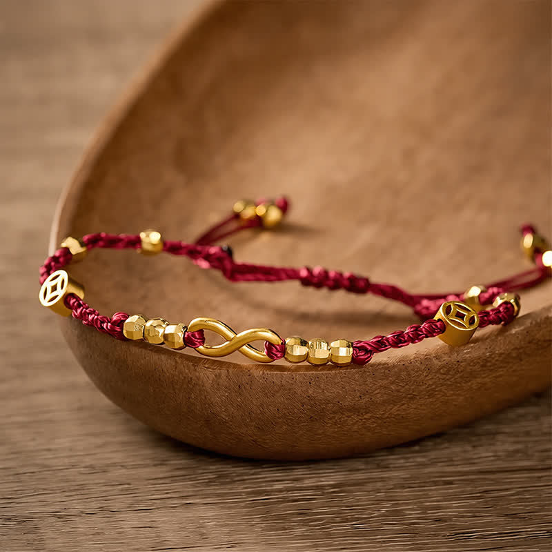 Buddha Stones Braided Red String Chinese Coin Infinity Symbol Faith Bracelet - image 2