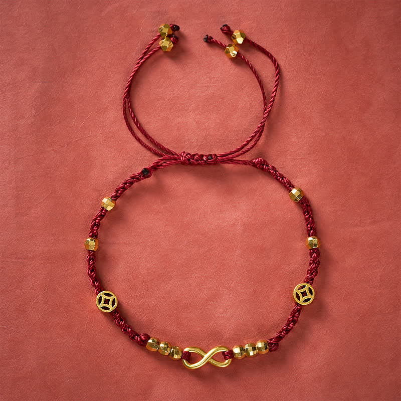 Buddha Stones Braided Red String Chinese Coin Infinity Symbol Faith Bracelet - image 1