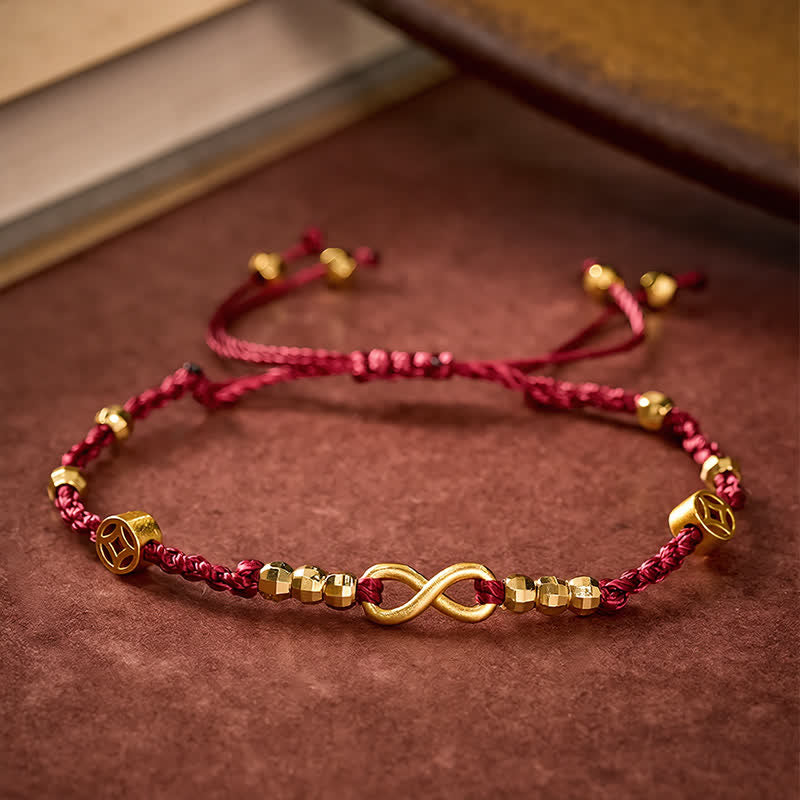 Buddha Stones Braided Red String Chinese Coin Infinity Symbol Faith Bracelet - image 3