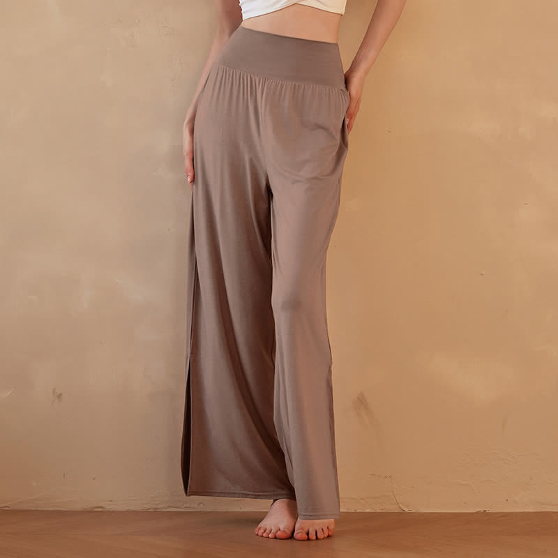 Buddha Stones Casual Plain High Waist Elastic Women's Wide Leg Pants - Peru - US8-10，UK/AU12-14，EU40-42 (XL) - image 0