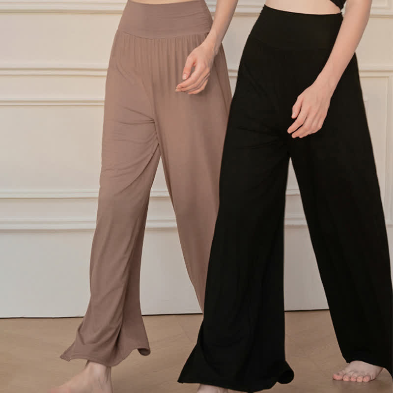 Buddha Stones Casual Plain High Waist Elastic Women's Wide Leg Pants - image 14