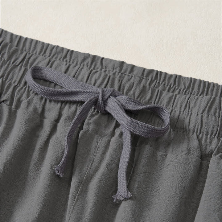 Buddha Stones Summer Casual Minimalist Drawstring Solid Capri Pants Men's Straight Leg Pants With Pocket - image 19