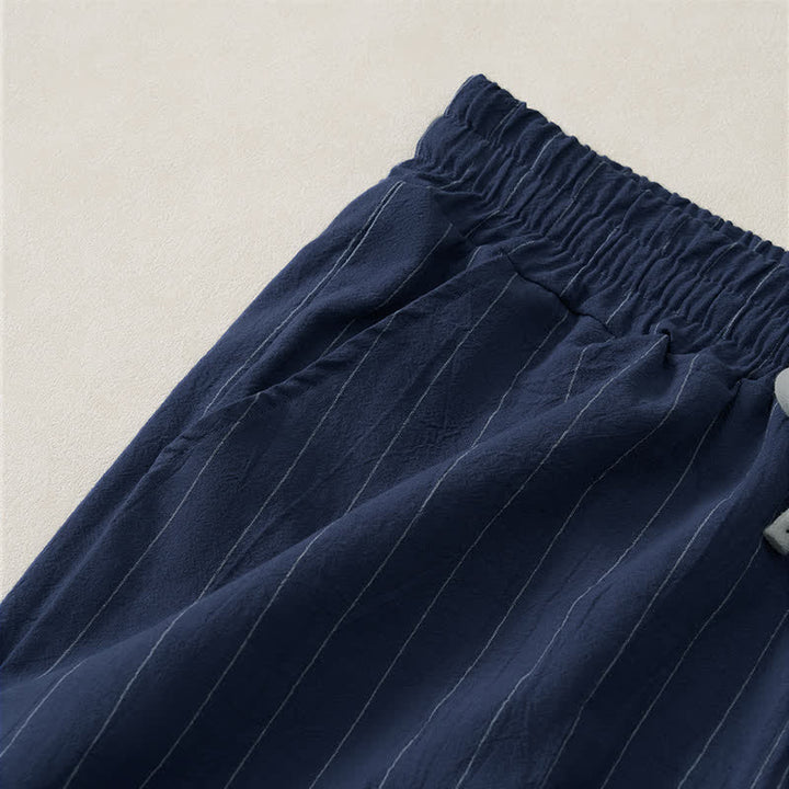 Buddha Stones Summer Casual Drawstring Striped Men's Shorts With Pockets - image 3