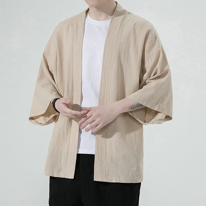 Buddha Stones Summer Casual Minimalist Solid Men's Kimonos - image 7