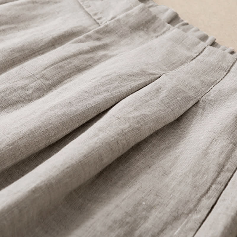 Buddha Stones Summer Casual Minimalist Button-Up Solid Ankle Pants Women's Wide Leg Pants With Pocket - image 17