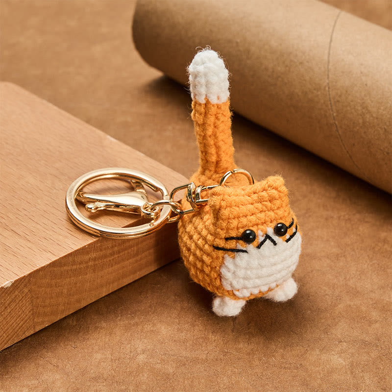 Buddha Stones Handmade Crochet Cute Cat Bag Charm Softness Keychains - image 2