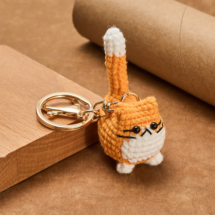 Buddha Stones Handmade Crochet Cute Cat Bag Charm Softness Keychains - image 2