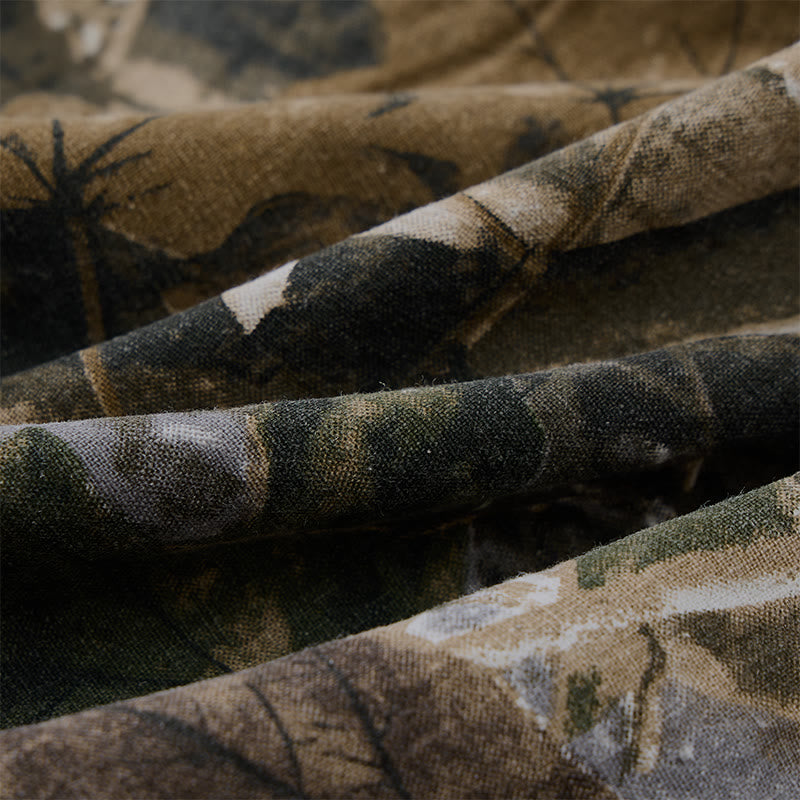 Buddha Stones Summer Casual Athletic Drawstring Camouflage Leaves Cotton Ramie Men's Shorts With Pockets - image 9