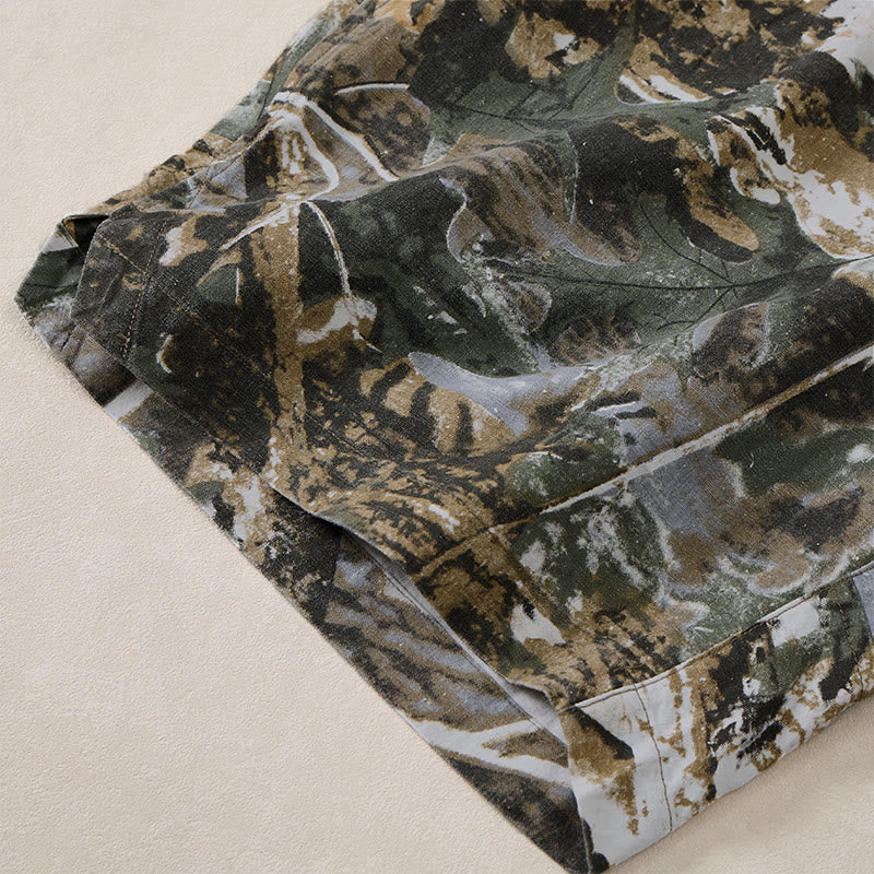 Buddha Stones Summer Casual Athletic Drawstring Camouflage Leaves Cotton Ramie Men's Shorts With Pockets - image 16