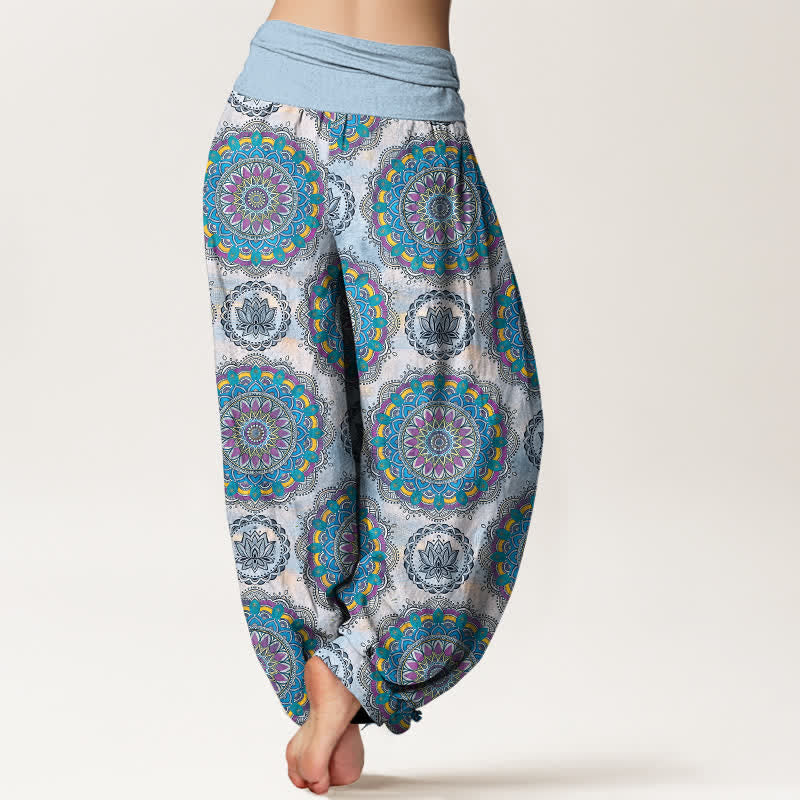 Buddha Stones Cotton Boho Mandala Pattern Women's Elastic Waist Harem Pants - image 7