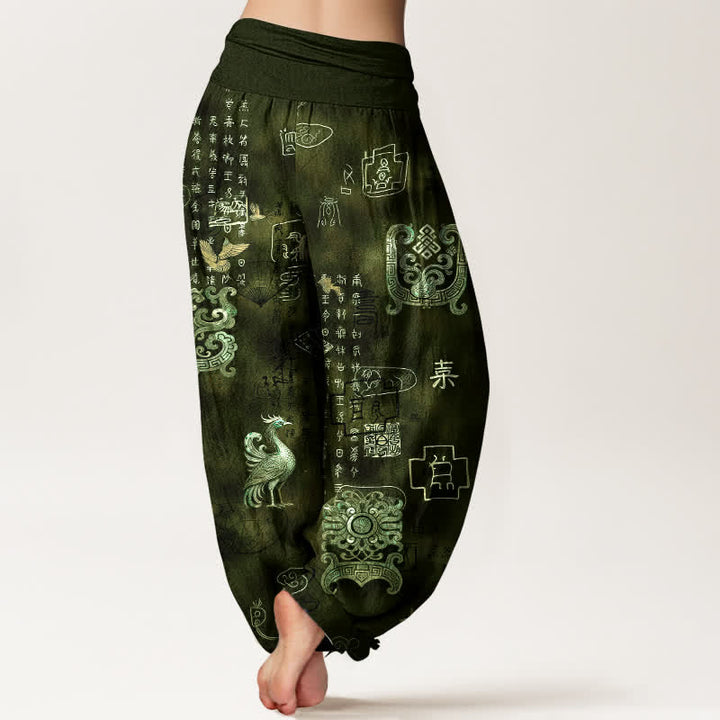 Buddha Stones Cotton Phoenix Cloud Pattern Women's Elastic Waist Harem Pants - image 7