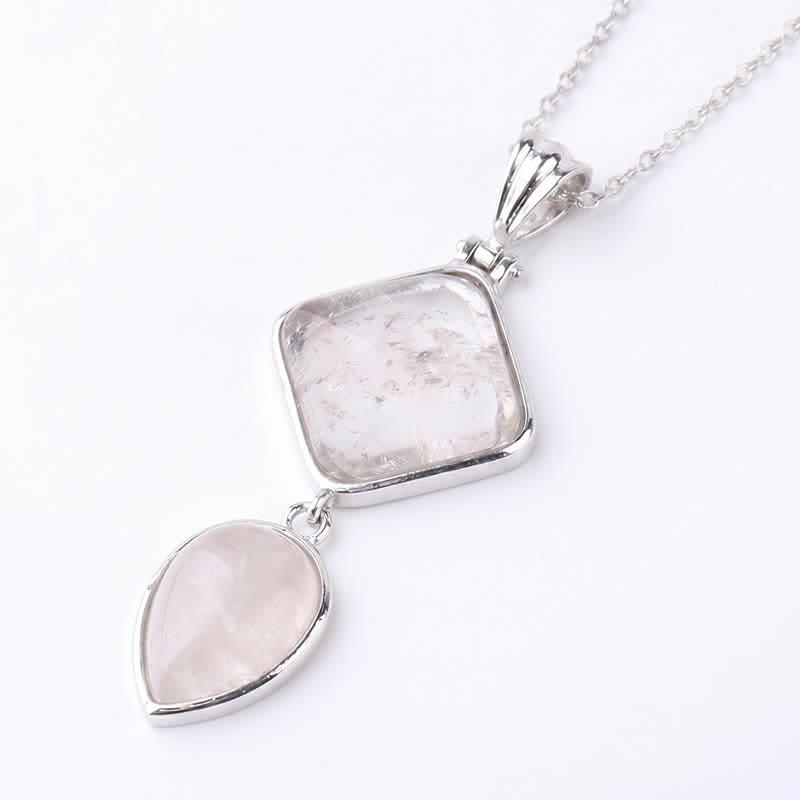 Buddha Stones Natural Stone Opal Double Pendant Calm Necklace - Clear Quartz - image 28