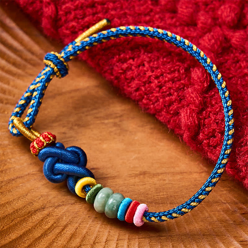 Buddha Stones Hand-Woven Chinese Knotting Luck Jade String Bracelet - Blue(Wrist Circumference: 5.9-7.1 in / 15-18cm) - image 9