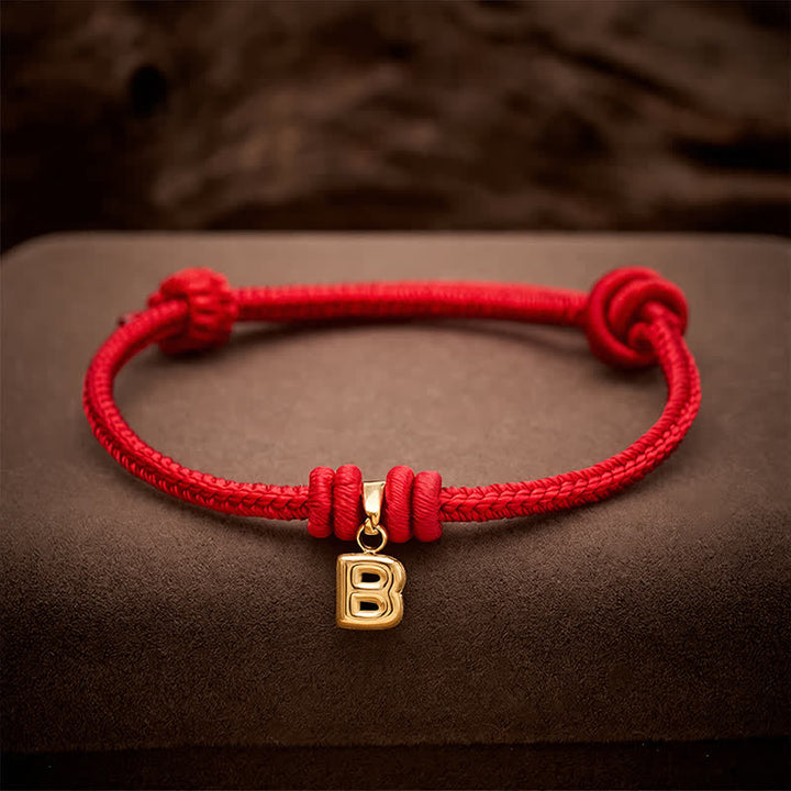Buddha Stones Titanium Steel Letter Red String Faith Bracelet - image 13