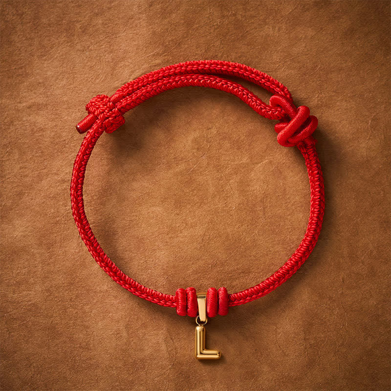 Buddha Stones Titanium Steel Letter Red String Faith Bracelet - L - 6.7–7.5 in (17–19 cm) - image 34