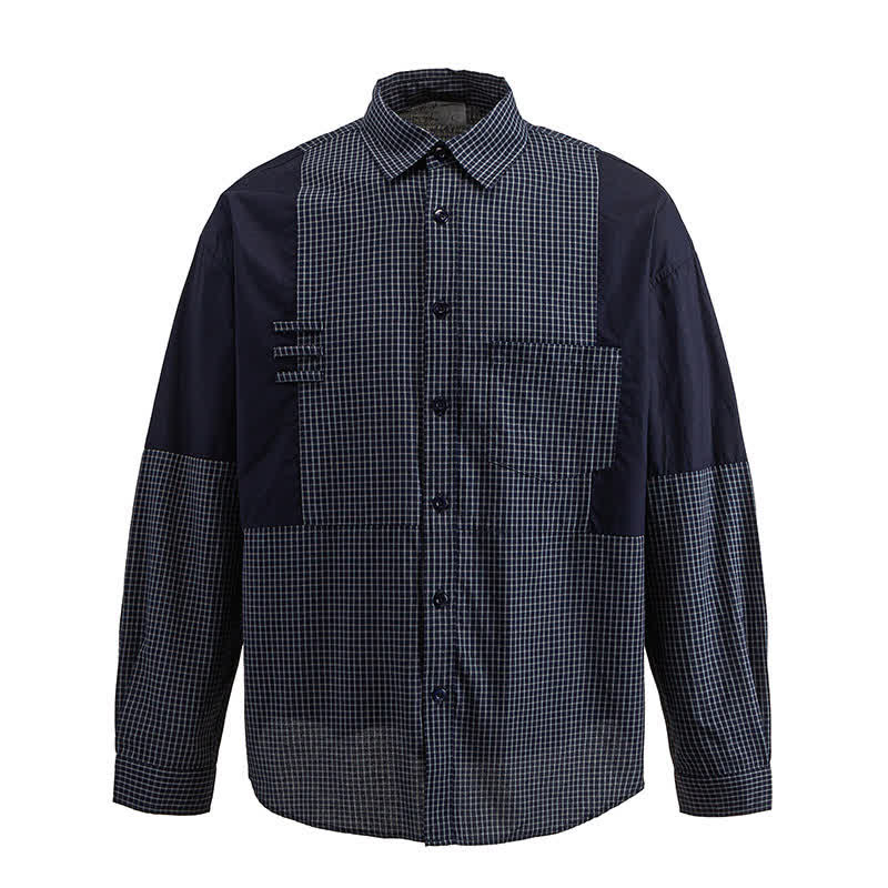 Buddha Stones Spring Fall Vintage Button-Up Plaid Men's Long Sleeve Shirts With Pocket - image 5