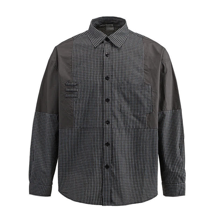 Buddha Stones Spring Fall Vintage Button-Up Plaid Men's Long Sleeve Shirts With Pocket - image 9
