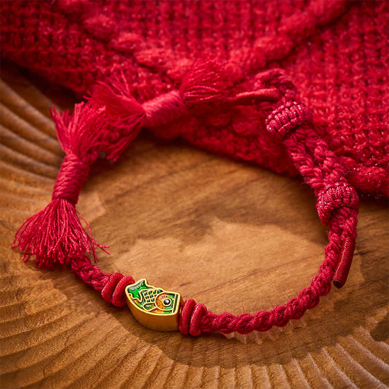 Buddha Stones Auspicious Red String Koi Fish Success Bracelet - image 6
