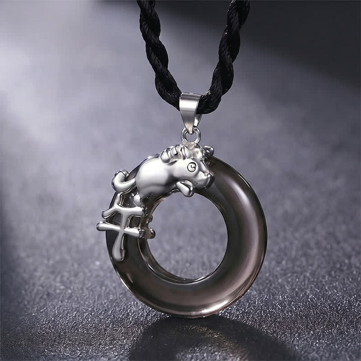 Buddha Stones Chinese Zodiac Peace Buckle Fortune Pendant Necklace - Horse - image 12