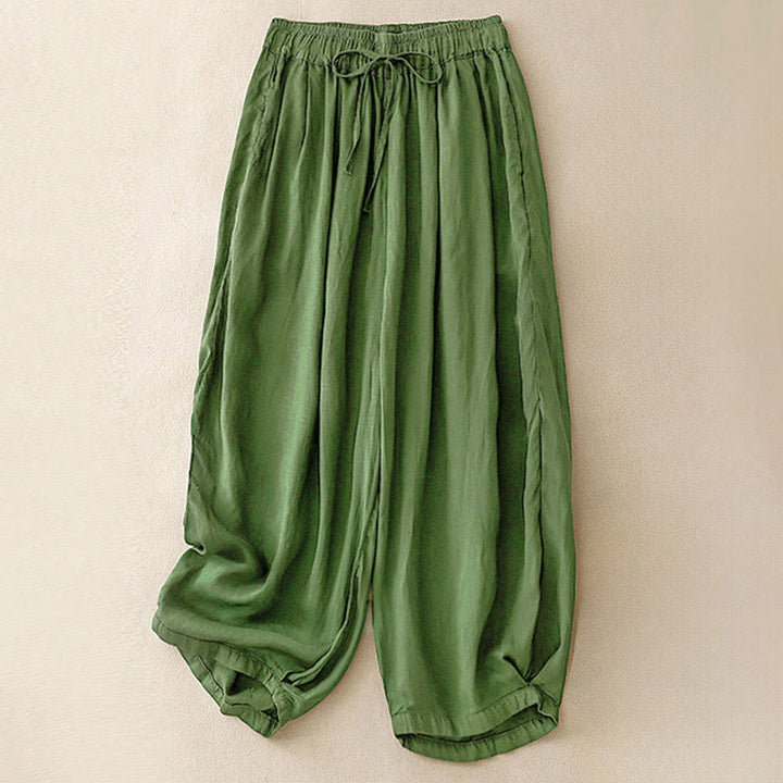 Buddha Stones Summer Elastic Waist Women's Capri Cropped Harem Pants With Pockets - SeaGreen - US8-10，UK/AU12-14，EU40-42 (2XL) - image 27