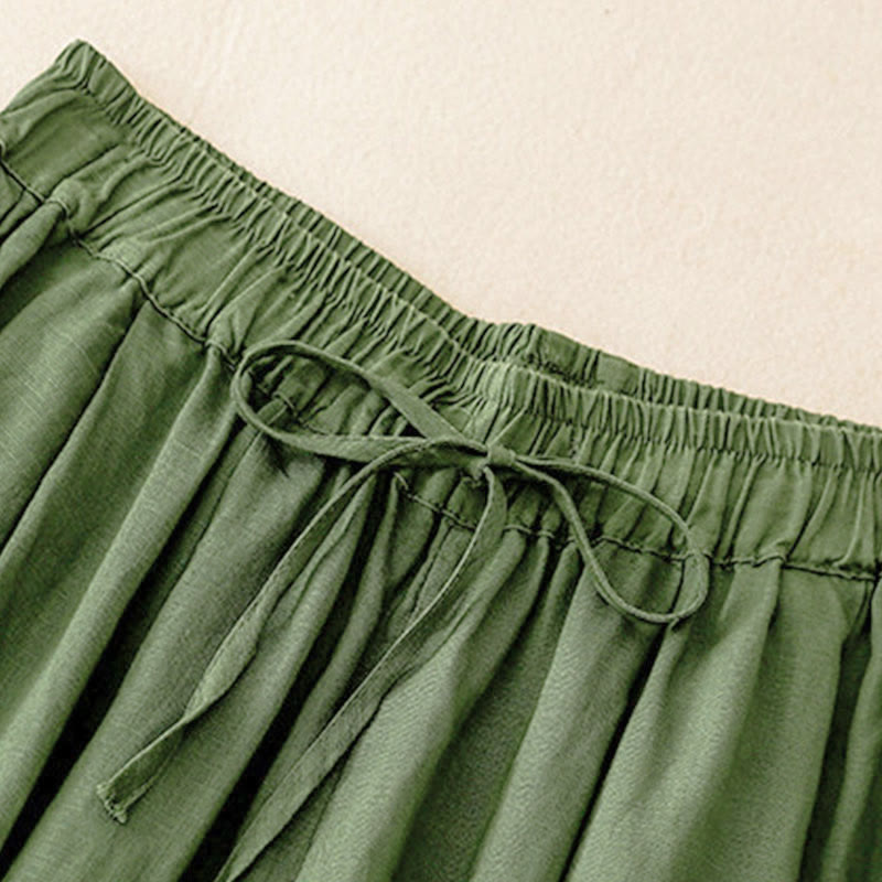 Buddha Stones Summer Elastic Waist Women's Capri Cropped Harem Pants With Pockets - image 28