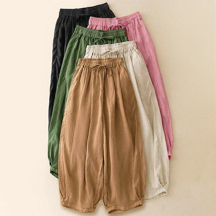 Buddha Stones Summer Elastic Waist Women's Capri Cropped Harem Pants With Pockets - image 32