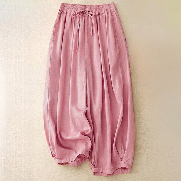 Buddha Stones Summer Elastic Waist Women's Capri Cropped Harem Pants With Pockets - Pink - US8-10，UK/AU12-14，EU40-42 (2XL) - image 18
