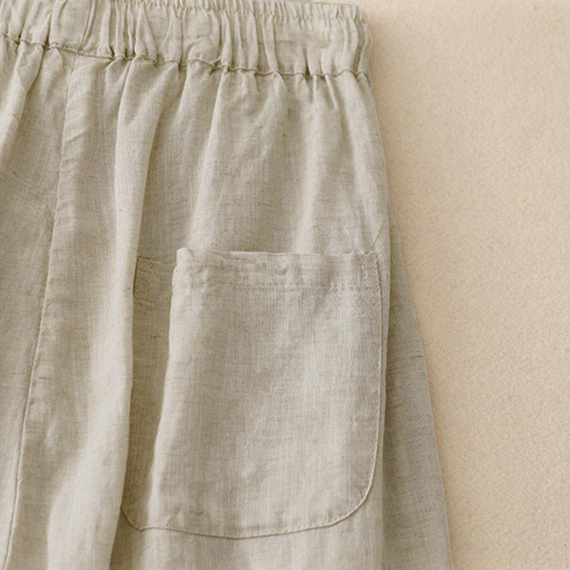 Buddha Stones Summer Elastic Waist Women's Capri Cropped Harem Pants With Pockets - image 3