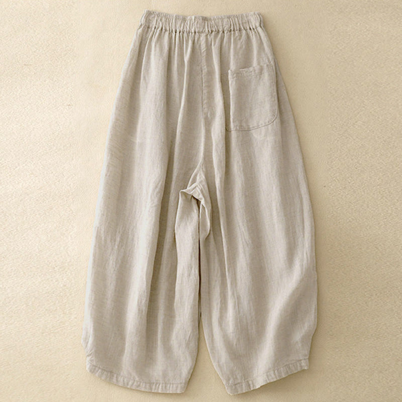 Buddha Stones Summer Elastic Waist Women's Capri Cropped Harem Pants With Pockets - image 1