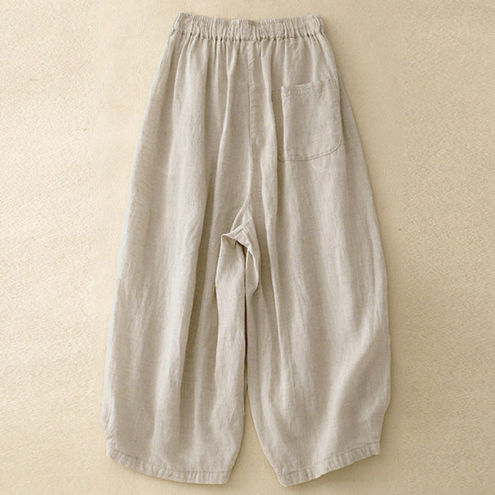 Buddha Stones Summer Elastic Waist Women's Capri Cropped Harem Pants With Pockets - image 1