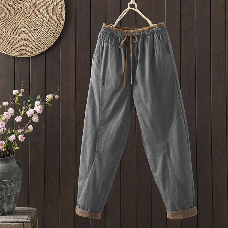 Buddha Stones Plain Women's Harem Thermal Pants With Pockets - DimGray - US8-10，UK/AU12-14，EU40-42 (2XL) - image 14