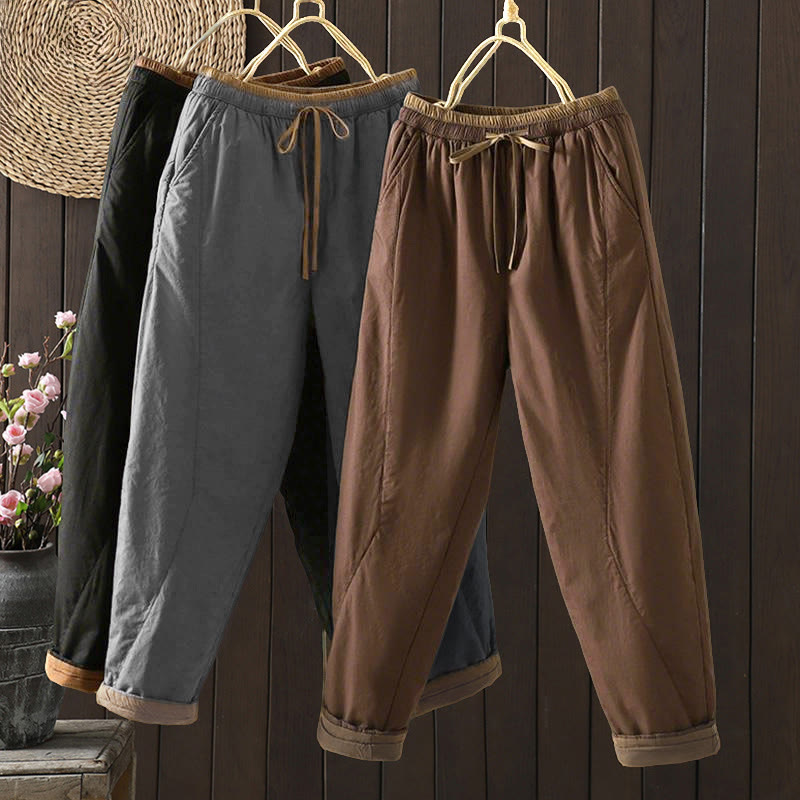 Buddha Stones Plain Women's Harem Thermal Pants With Pockets - image 0
