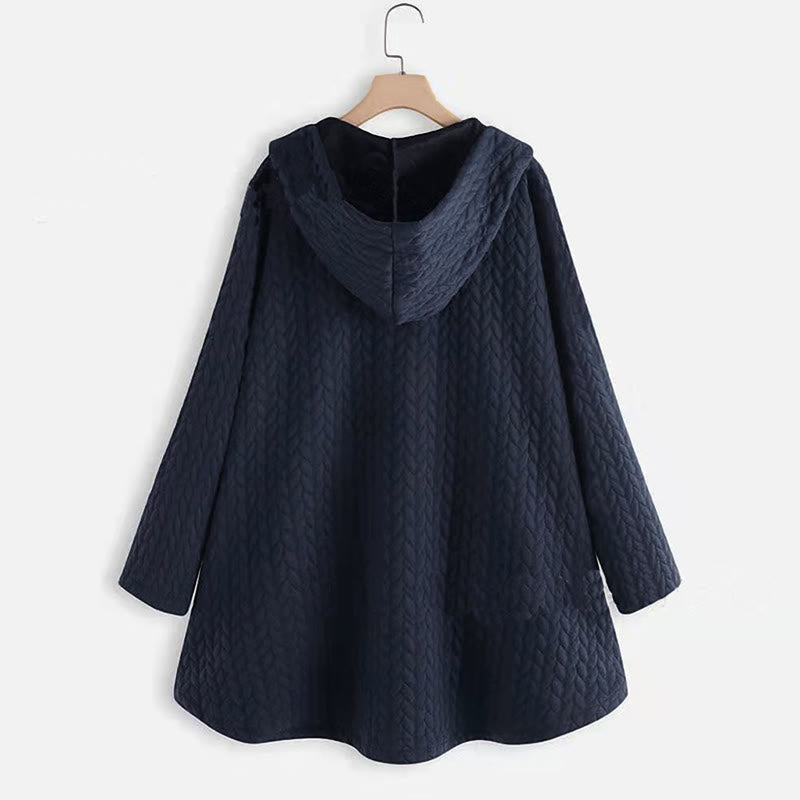 Buddha Stones Fall Wheat Ear Pattern Mid-length Design Women's Long Sleeve Hooded Coat With Pockets - image 8