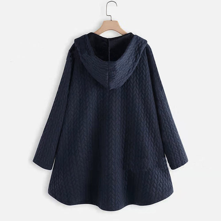Buddha Stones Fall Wheat Ear Pattern Mid-length Design Women's Long Sleeve Hooded Coat With Pockets - image 8