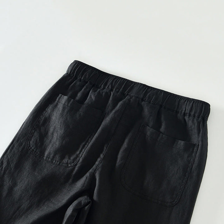 Buddha Stones Fall Solid Drawstring Elastic Waist Men's Linen Ankle-Length Pants With Pockets - image 7