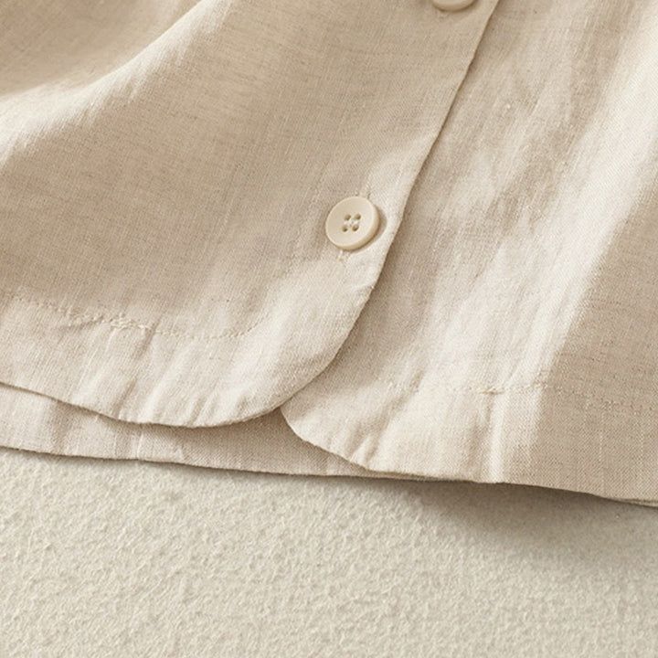 Buddha Stones Summer Solid Color V-Neck Buttons Simple Design Women's Short Sleeve Shirt - image 10