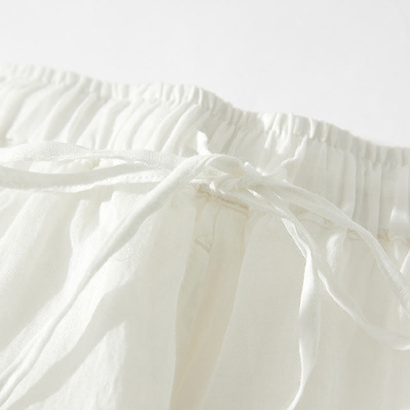 Buddha Stones Embroidery Hollow Design A-line Drawstring High Waist Women's Skirt With Pockets - image 10