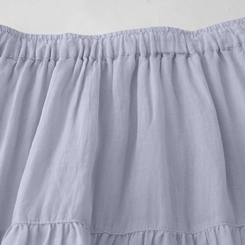 Buddha Stones Embroidery Hollow Design A-line Drawstring High Waist Women's Skirt With Pockets - image 2